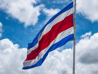 View of the national flag of Costa Rica in Cartago (San Josè, Costa Rica).