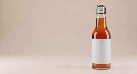 Kombucha Bottle Mockup with Soft Reflection and Blank Label Space