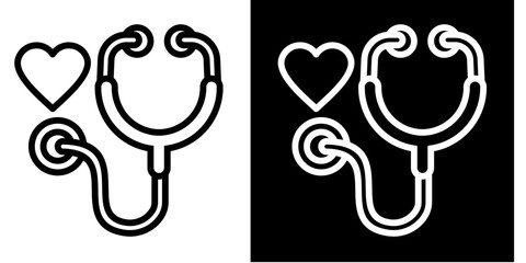 Stethoscope Icon Set White Style Collection