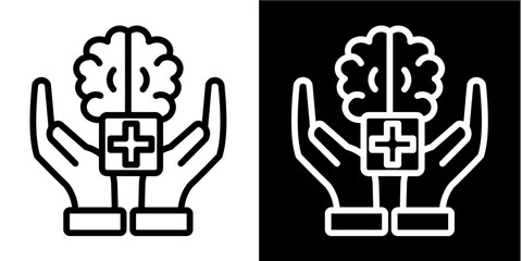 Mental Health Support Icon Set White Style Collection