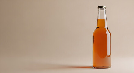 Elegant Kombucha Bottle Mockup Featuring Amber Glass and Metal Cap