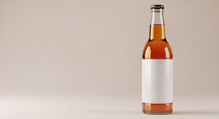 Minimal Kombucha Bottle Mockup on Beige Background with Clean Reflection