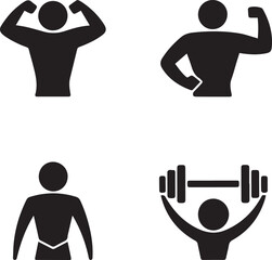 Fitness and Strength Training Icons Set