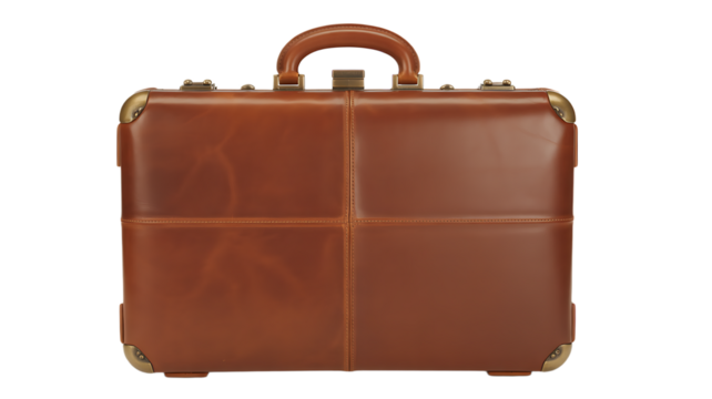 a brown leather briefcase with a handle 
