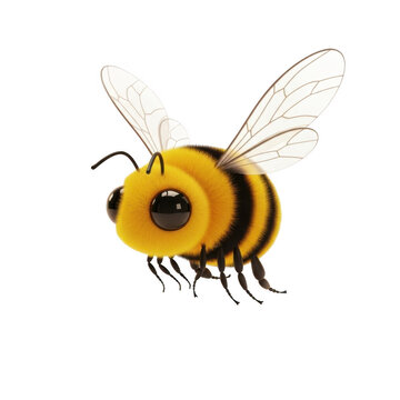 Cute cartoon bee flying with big eyes