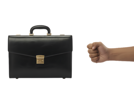 Isolated Hand Fist Threatening Business Briefcase for Confrontation 
