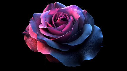 Enigmatic Dual Tone Rose Bloom on Black Background. 