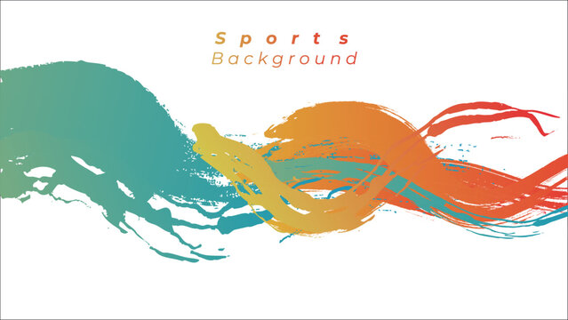 Dynamic Sport Background Template with Abstract Brush and Colorful Overlap Design