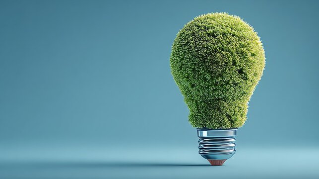 Green Energy Concept Lightbulb with Grass