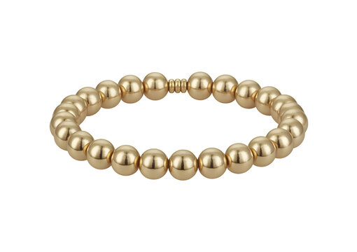 A gold beaded bracelet, featuring a circular design, perfect for wrist adornment and fashion.