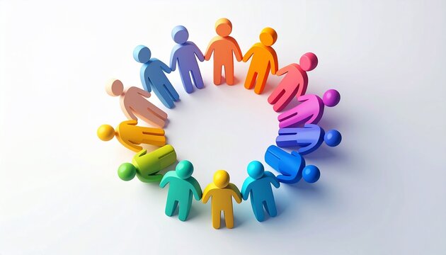 A Circular Gathering: Illustrative Depiction of Unity and Diversity in a Colorful Array
