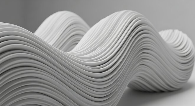 Abstract White Wavy Sculpture with Smooth Ripples and Gentle Curves