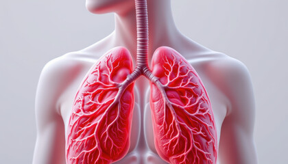 Human lungs with detailed vascular structure, showcasing intricate design and function of respiratory system. This highlights importance of lungs in human health and breathing