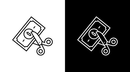 Budget Cut  White Icon Set Design