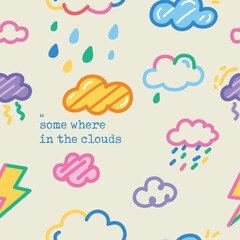 clouds cartoon doodle seamless pattern 