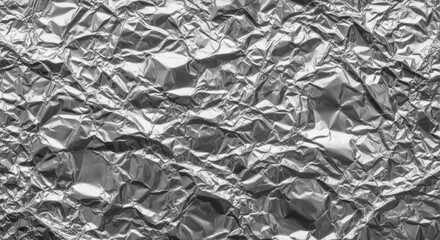 Closeup of crumpled aluminum foil texture
