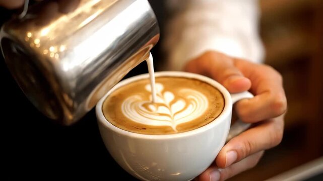 Artistic milk infusion for a captivating latte experience enhanced flavor and
