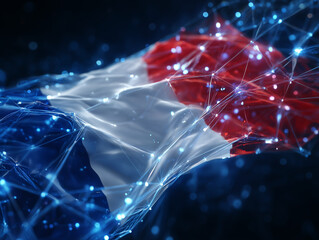 France flag forming global digital network connection