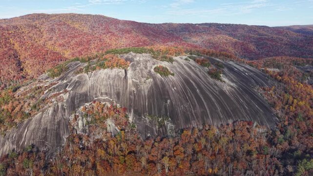 aerial orbit of stone mountain north carolina