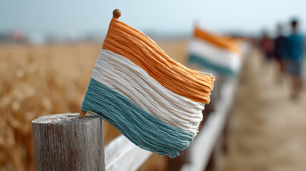Indian culture celebrated with tricolor threads flowing in the wind