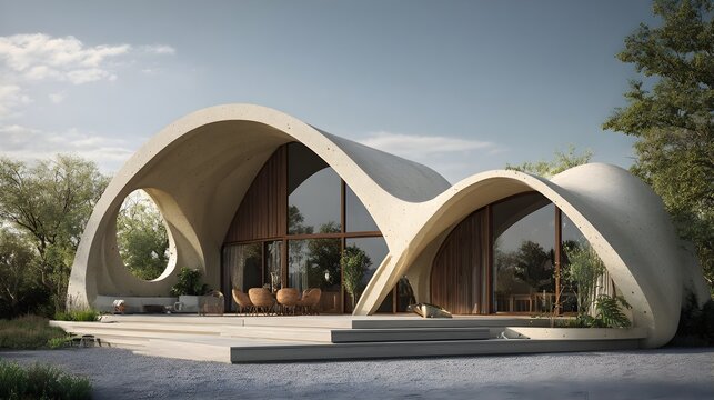 Modern House Minimalist Sandstone Parametric UK Style Sunny Weather Vibrant Views Crisp Details Radiant Lighting Elegant Design Luxurious Ambiance (AI-Generated)