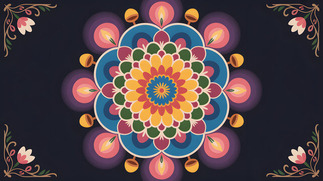Colorful diwali mandala design vector illustration for indian festival of lights background design
