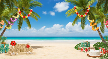 tropical beach with palm trees