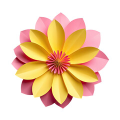 Close-up view of a paper flower with overlapping petals, isolated on black