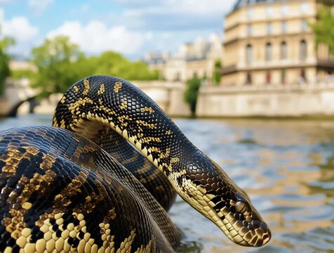 Anaconda on the seine river in Paris
