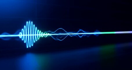 Dynamic audio visualization with neon wave forms against a dark backdrop. abstract futuristic vibe - Powered by Adobe