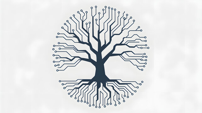 Tree of knowledge circuit board technology ai artificial intelligence learning machine digital network concept - Powered by Adobe