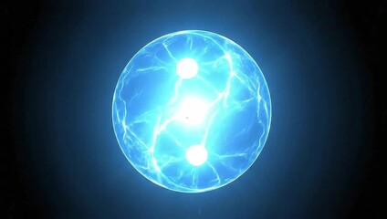Animated glowing blue energy orb pulsing in a Yin Yang pattern with electrical filaments on a black background. - Powered by Adobe
