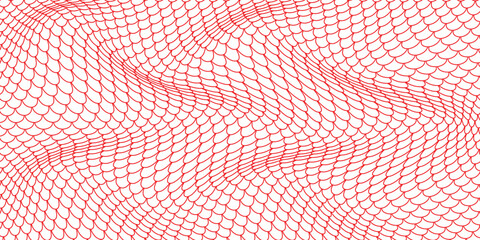 simple red fish scale wave pattern for banner poster background. © kowsar