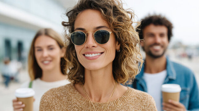 Joyful gatherings on bank holiday: friends celebrating with coffee in a lively outdoor setting