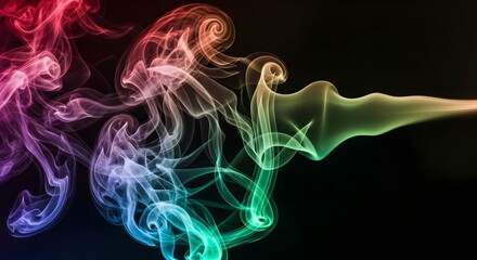Obraz premium Colorful Smoke Abstract Background Swirling Smoke Texture on Black Backdrop.