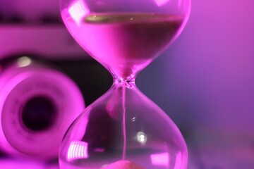  Compass hourglass and camera travel search way memory timer concept photo