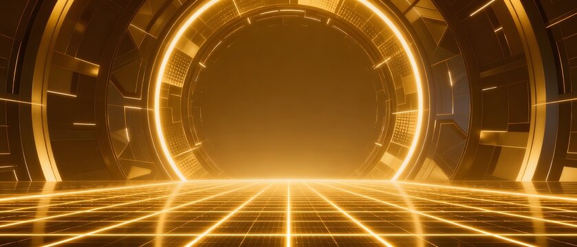 Futuristic glowing circular portal - Powered by Adobe