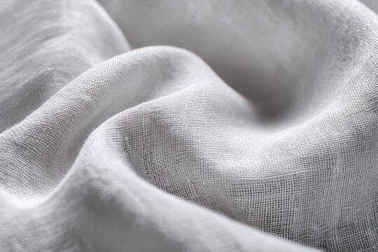 Minimalist close up of natural linen shirt fabric showcasing elegant folds and sophisticated texture, perfect for quiet luxury timeless fashion design and premium textile quality concept.