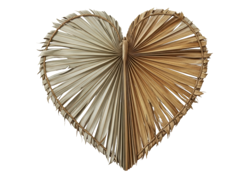 Boho Chic Heart Crafted from Dried Palm Leaves, Rustic Elegance for Home Decor, Warmth and Texture, Perfect for Valentine's Day or Anniversary Gifts