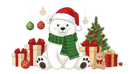 White bear and Christmas gifts 