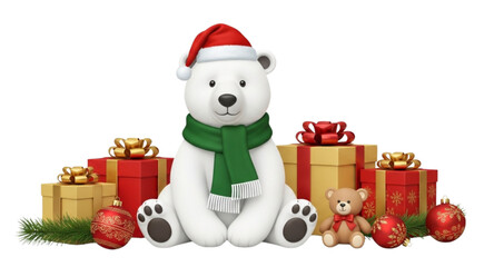 White bear and Christmas gifts