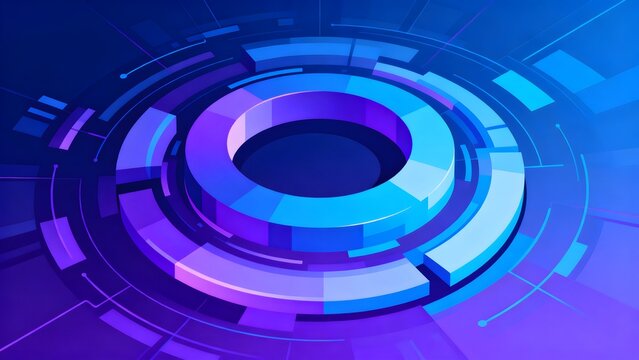 Abstract blue and purple circular digital interface