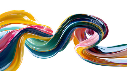 Abstract colorful paint swirl flowing across a dark background isolated on transparent background