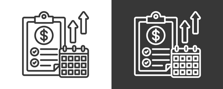 Financial Planning Icon Set Vector Collection Isolated In Black And White