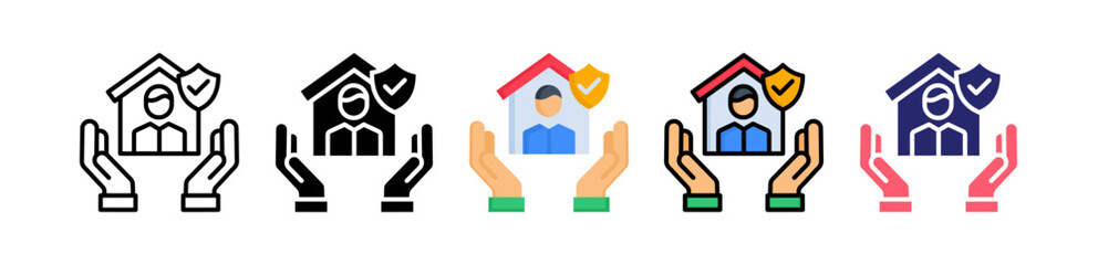 Life Insurance Multiple Style Icon Set Collection. 