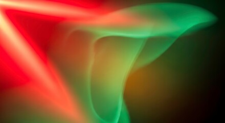 Abstract blend of red and green light and smoke, creating a vibrant, dynamic form