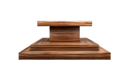 Antique wooden book stand with weathered pages isolated on transparent background