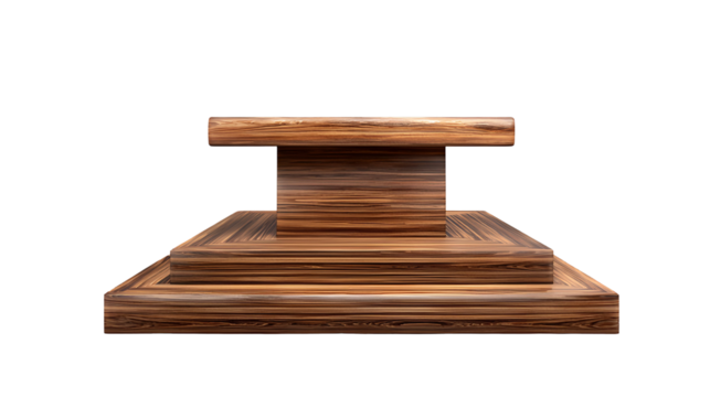 Antique wooden book stand with weathered pages isolated on transparent background