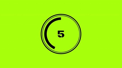 10 second countdown with a rotating black circle on a green background with numbers changing from 10 to 0 4K Video.