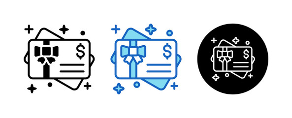 Gift Card Multiple Style Icon Set Collection Mixed, Blue & Line. 